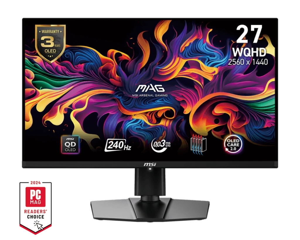 MSI MAG 271QPX QD-OLED E2 26.5 Inch WQHD Display Dual HDMI, DP, USB-C Gaming Monitor