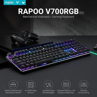 Rapoo V700RGB Alloy RGB Backlit Wired Black Mechanical Gaming Keyboard