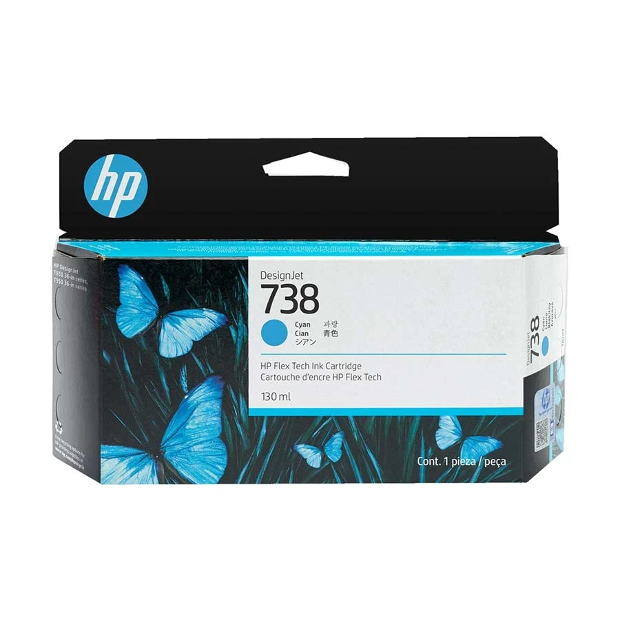 HP 738 130-ml Cyan Original Ink Cartridge #498N7A