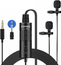 SYNCO Lav-S6D Dual Omnidirectional Condenser Wired Lavalier Microphone