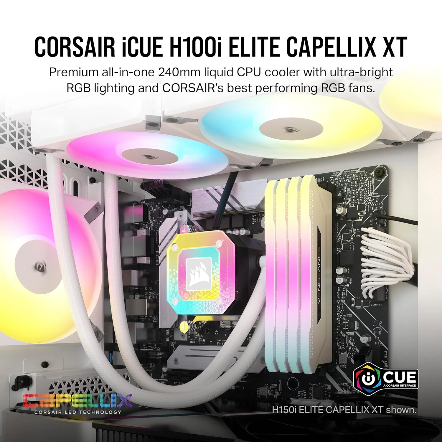 Corsair iCUE H100i ELITE CAPELLIX XT 240mm White Liquid CPU Cooler #CW-9060072-WW