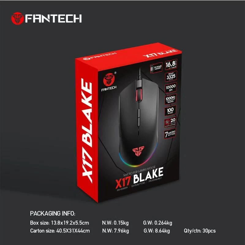 Fantech X17 Pro Wired Black Macro RGB Gaming Mouse
