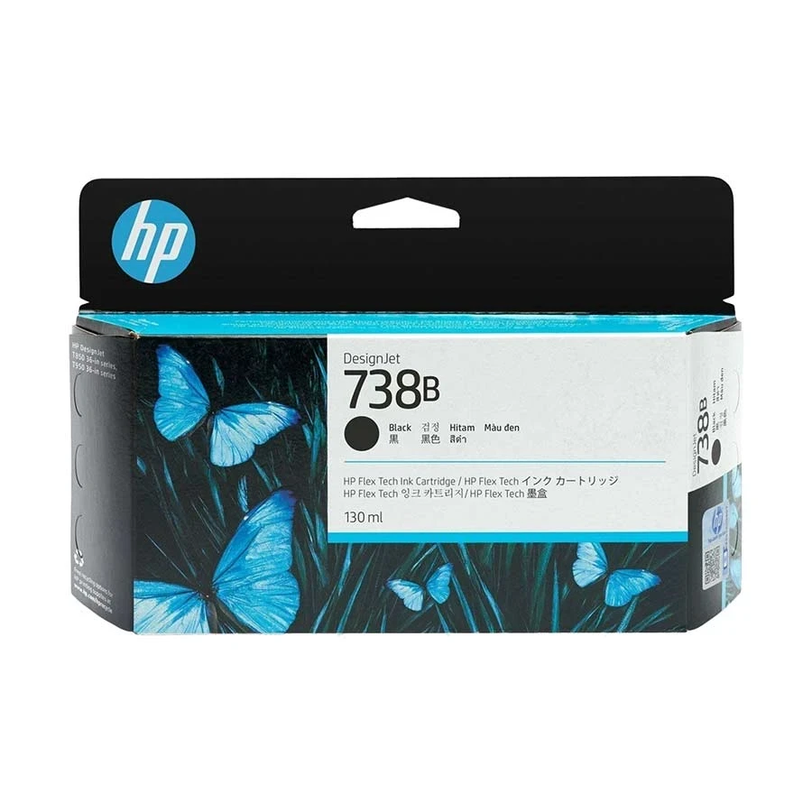 HP 738 130-ml Black Original Ink Cartridge #498N7A