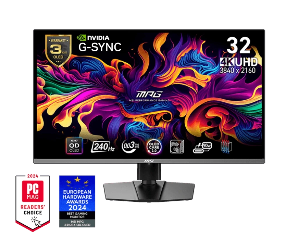 MSI MPG 321URX QD-OLED 32 Inch 4K UHD 240Hz Black Gaming Monitor